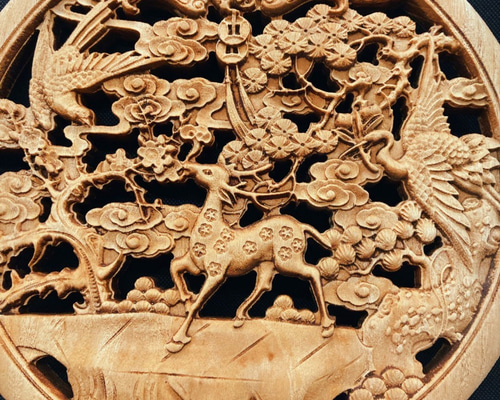 福祿壽 アイボリージェイド石の彫刻品 （浮彫】招福万来・七福神