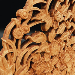百花牡丹 26.5cm（ぼたん) 参次元彫刻『雅』 透かし彫 楠彫刻 6枚目の画像