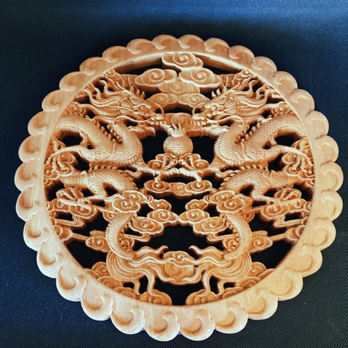 サマーセール】対称双竜2 26.5cm（龍・竜・雲) 参次元彫刻『雅