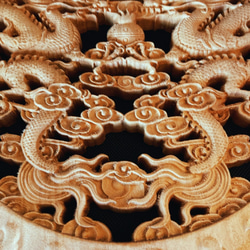 対称双竜２ 26.5cm（龍・竜・雲) 参次元彫刻『雅』 透かし彫 楠彫刻 9枚目の画像