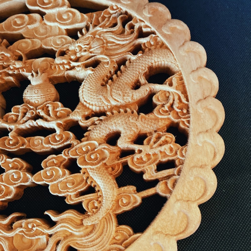 サマーセール】対称双竜2 26.5cm（龍・竜・雲) 参次元彫刻『雅