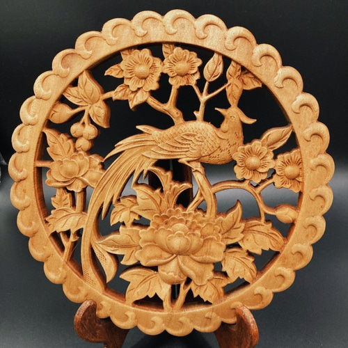 鳳凰牡丹2 26.5cm(ほうおう・ぼたん) 参次元彫刻『雅』 透かし 鳳凰牡丹2 26.5cm(ほうおう・ぼたん) 参次元彫刻『雅』 透かし