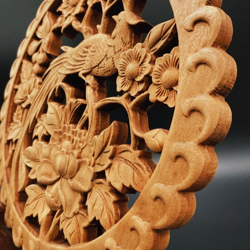 鳳凰牡丹2 26.5cm(ほうおう・ぼたん) 参次元彫刻『雅』 透かし 鳳凰牡丹2 26.5cm(ほうおう・ぼたん) 参次元彫刻『雅』 透かし