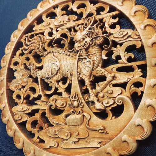 ♢中国 古玩 細密彫刻 透かし彫り 寿山石 楼閣山水図 置物 古