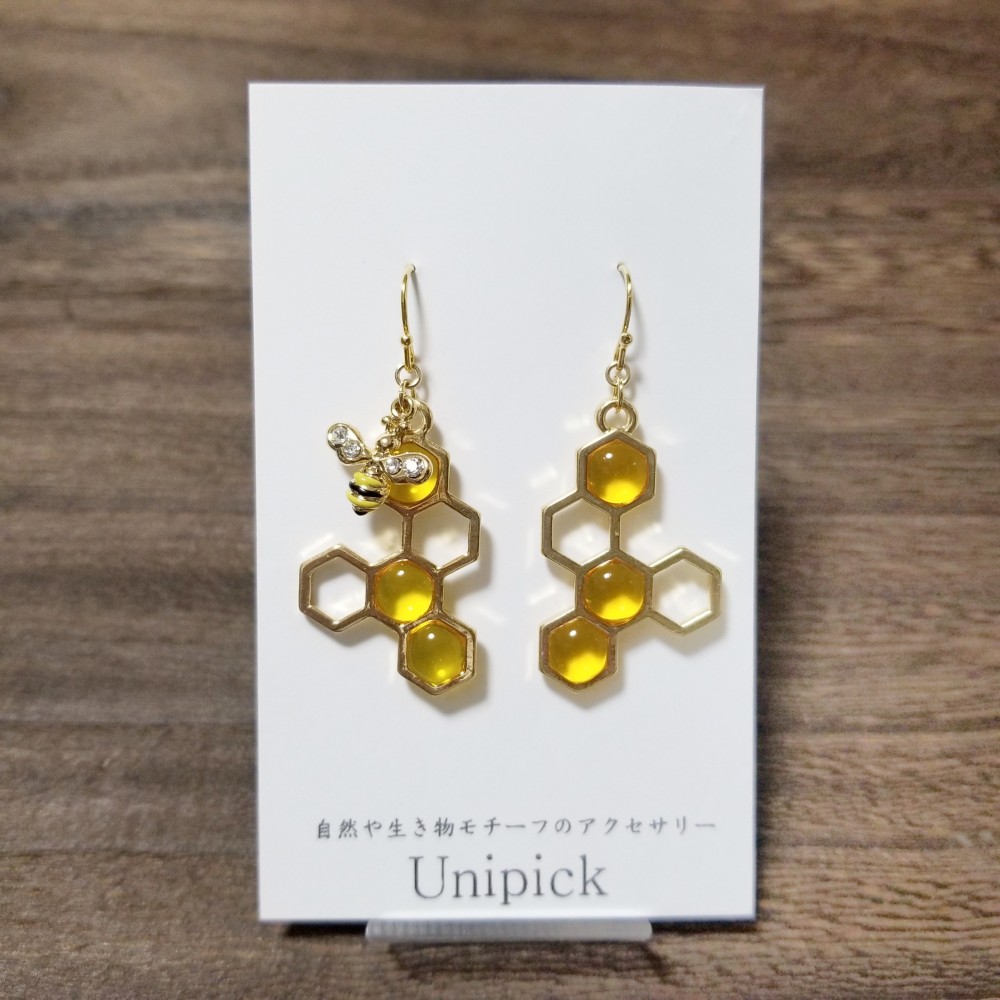 ハニカムフープピアス　蜂の巣フープピアス　ピンクゴールドカラー ゆうパケット】ピアス フープピアス 金属アレルギー ニッケル