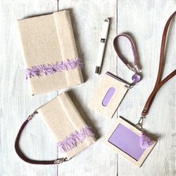 バッグのように使えるスマホケース　「遠州織物」アップサイクル　パープル　落下防止 7枚目の画像