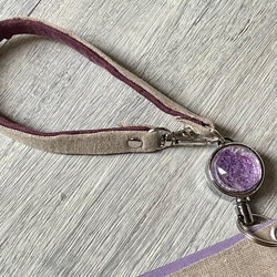 リールキーが便利なシンプルパスケース　「遠州織物」アップサイクル　パープル 3枚目の画像