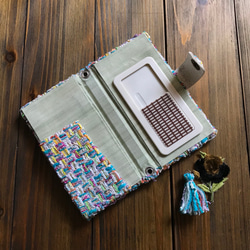 バックのように使えるスマホケース　LINTONツィード・ブルーマルチ（マルチタイプ/全機種対応　落下防止） 3枚目の画像