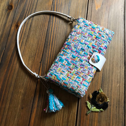 バックのように使えるスマホケース　LINTONツィード・ブルーマルチ（マルチタイプ/全機種対応　落下防止） 4枚目の画像