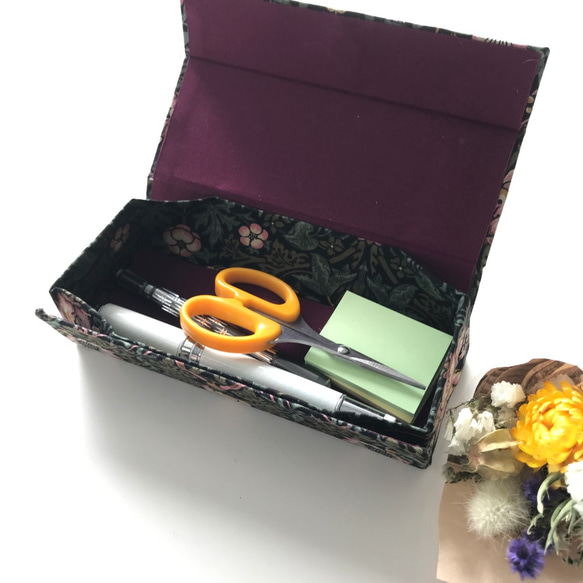 可折疊盒式眼鏡盒/筆盒-（William Morris草莓掃） 第4張的照片