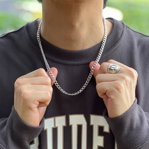 50cm 6mm幅 シルバー 喜平チェーンネックレス ラットリンクチェーン