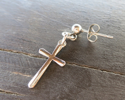 片道ピアス】 シルバー クロスピアス メンズ レディース 対応 ピアス
