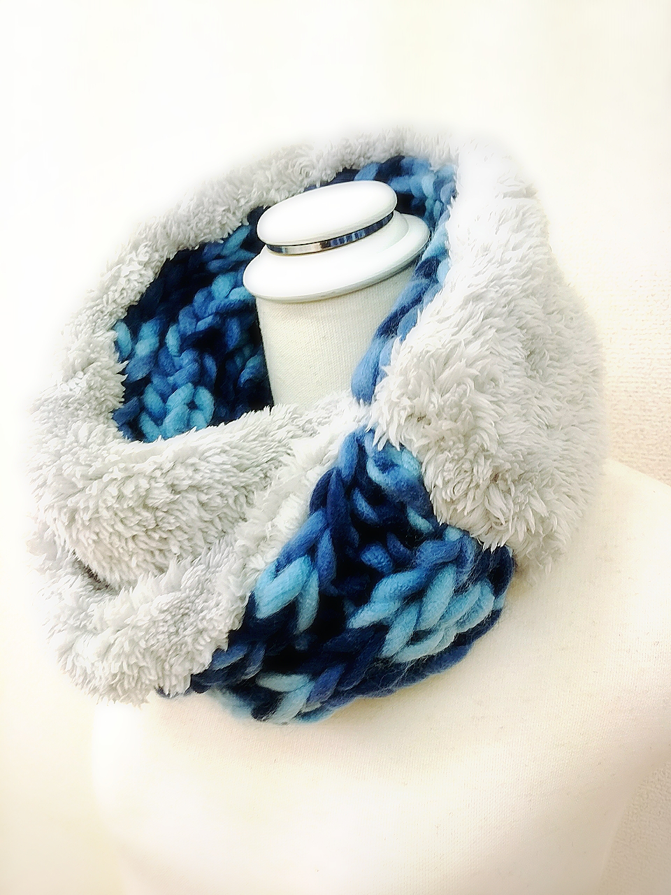 雲のスヌード☆グレー×ブルーmix