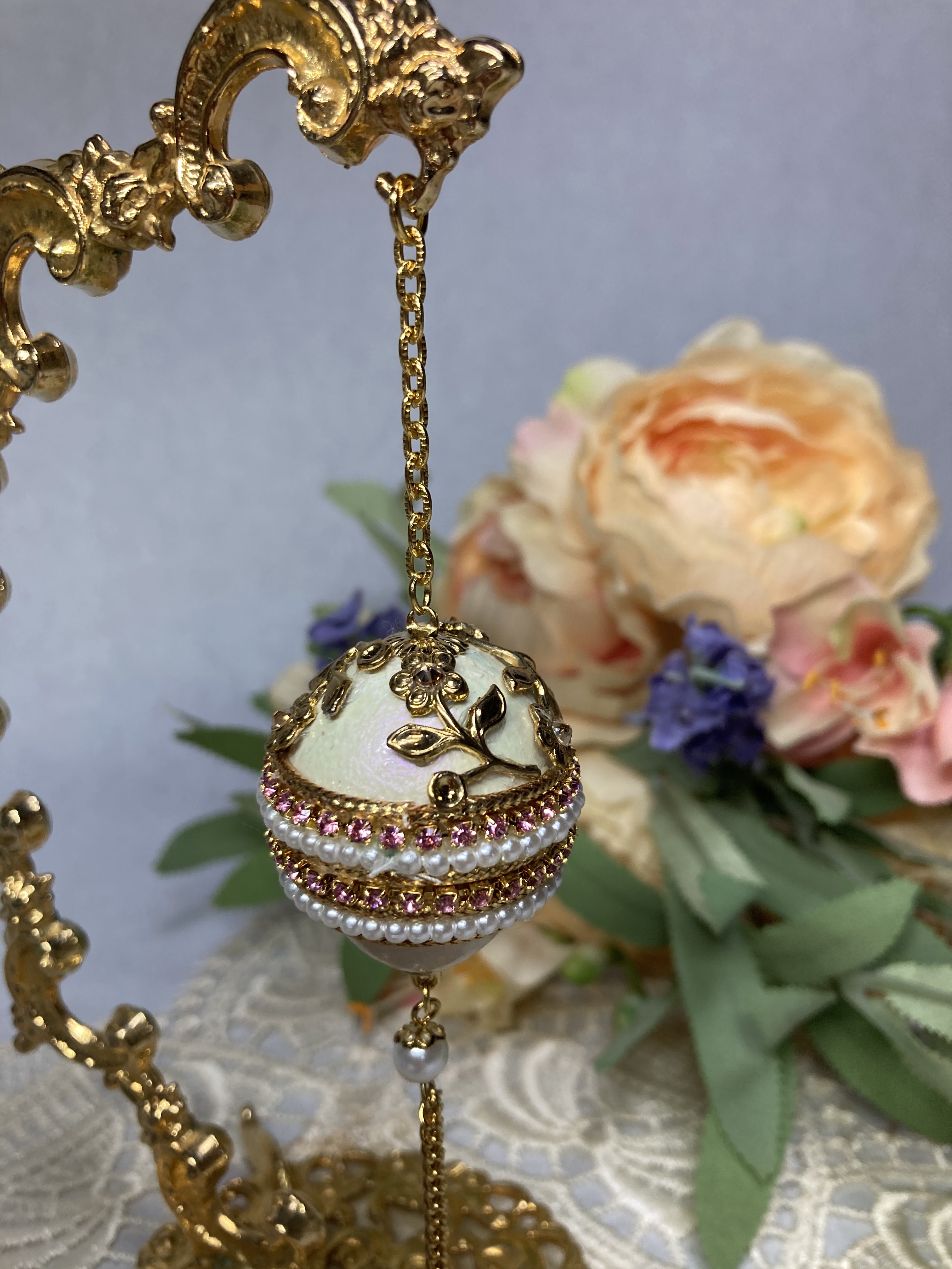 卵の油絵【コスモ・エッグ】1点物の原画◆作者サイン入り/額縁付属