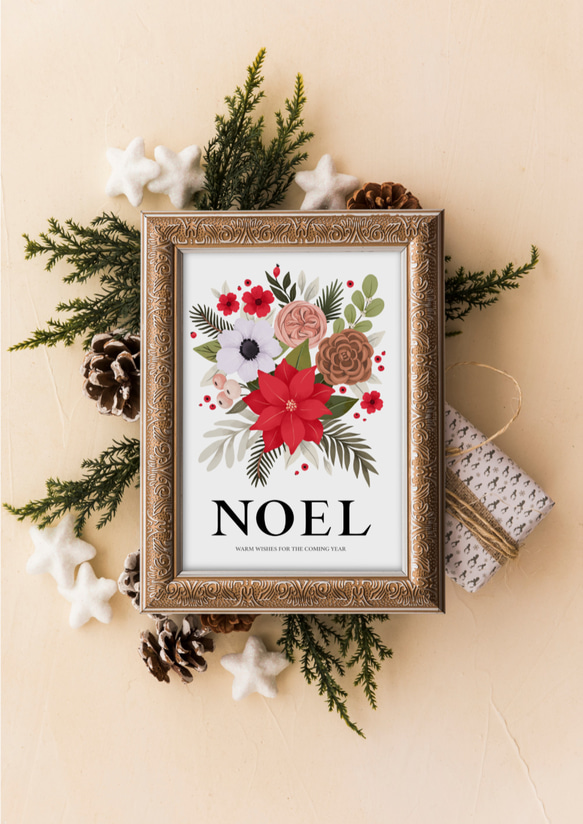 クリスマスポスター/NOEL/フラワーアート 1枚目の画像