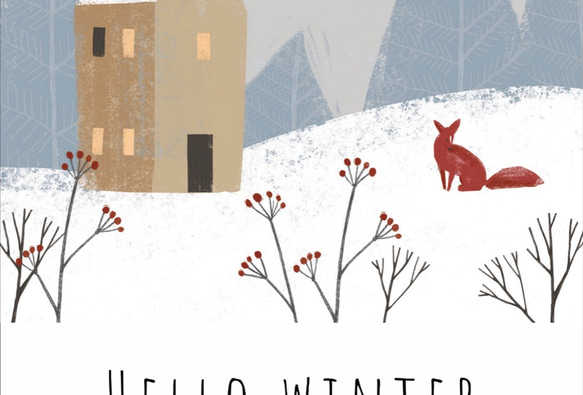 冬のアートポスター/Hello winter/クリスマスイラスト/北欧ポスター 6枚目の画像