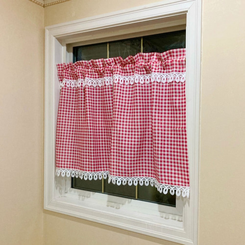 カントリー チェック柄カフェカーテン 赤 カントリー雑貨 楽天市場