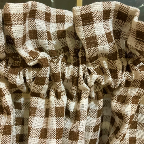 ブラウンギンガムチェック カフェカーテン 54cm丈 004-caf-chebr