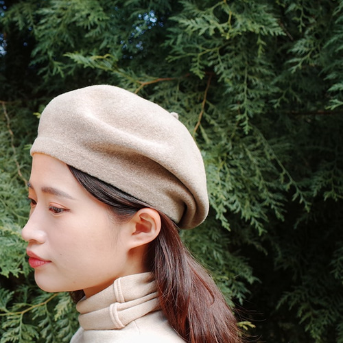 ハンドメイド ベレー帽　帽子 青紫　草木染め 草木染めのベレー帽－山鳩色 ベレー帽・ハンチング pieces of jade