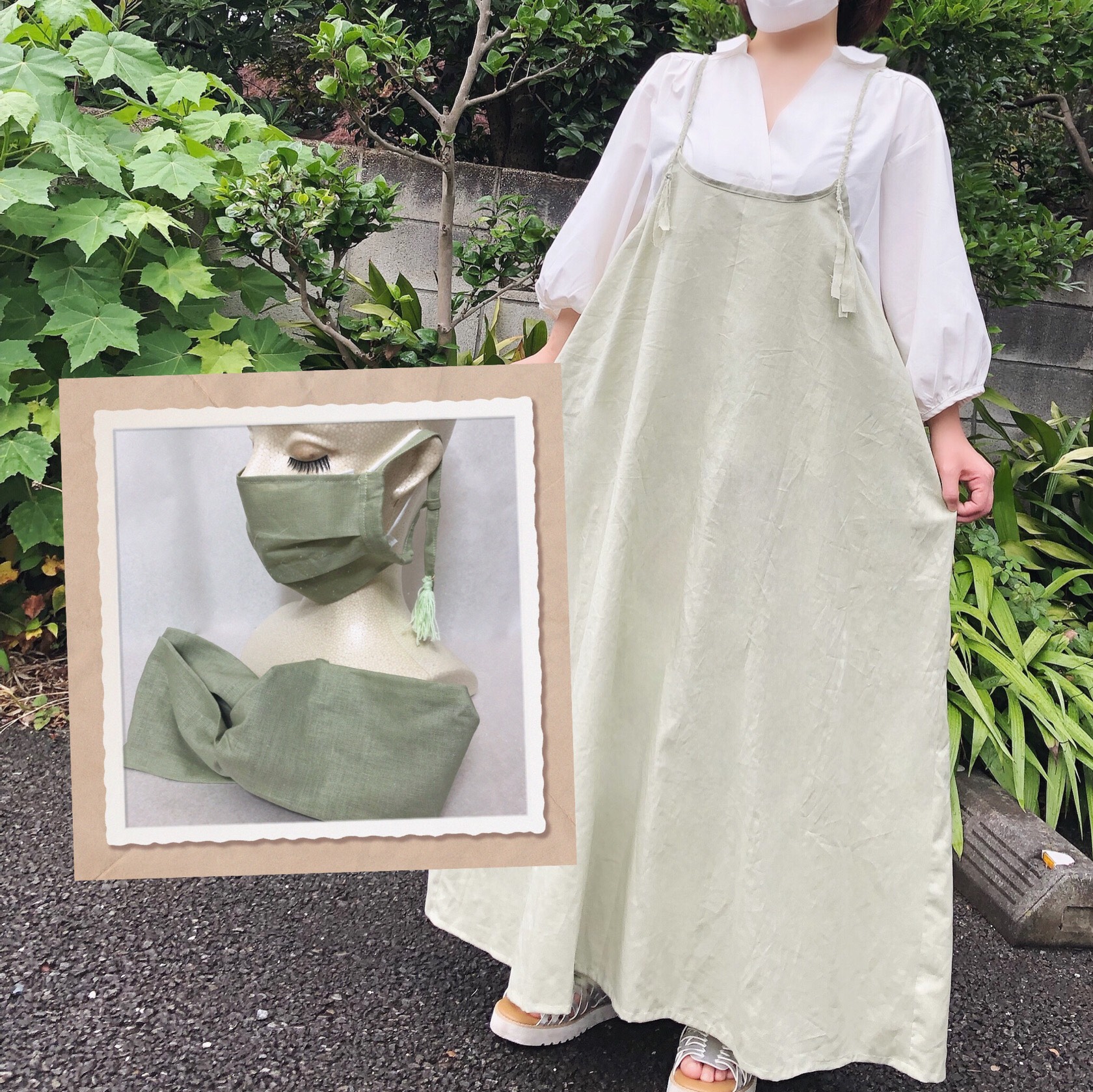 《Creema限定!! 夏の福袋》ワンピース+ターバン+マスクカバー✨ このままコーディネートできます✨