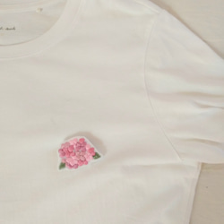 刺繡胸針/別針-粉色繡球花  刺繍ブローチ/ピン-ピンクアジサイ 第4張的照片