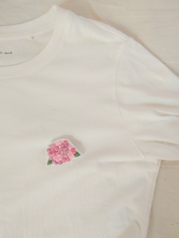 刺繡胸針/別針-粉色繡球花  刺繍ブローチ/ピン-ピンクアジサイ 第4張的照片