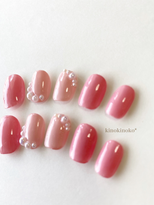 ピンクカラー パール nail 3枚目の画像