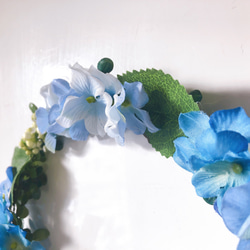 花冠 花かんむり 白 ホワイト ウェディング 結婚式　青　ブルー 2枚目の画像
