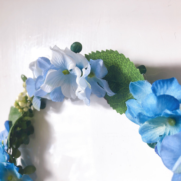 花冠 花かんむり 白 ホワイト ウェディング 結婚式　青　ブルー 2枚目の画像
