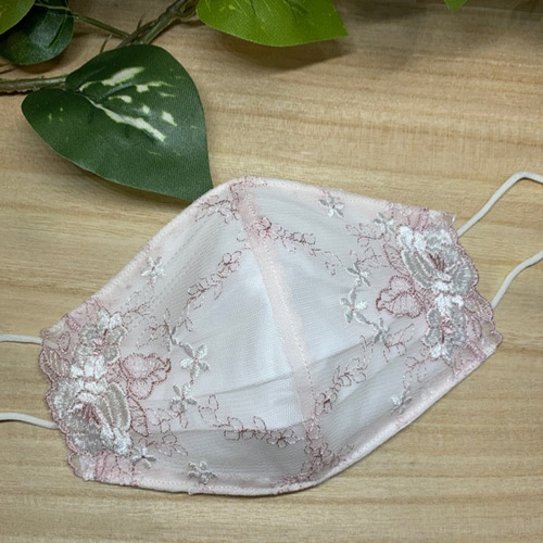 人気です♡不織布マスクカバー チュールレース ピンク 花柄 マスク  