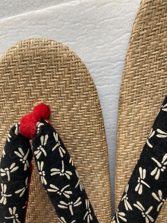 パナマウレタン草履印伝風トンボ柄ソフト鼻緒付き 8枚目の画像