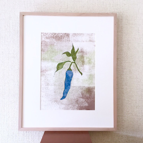 A4判 アートポスター 赤 青 黄 とうがらし イラスト hal0819 通販