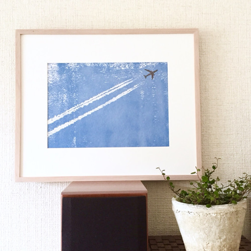 飛行機雲 A4判 アートポスター イラスト hal0819 通販 3649952｜Creema
