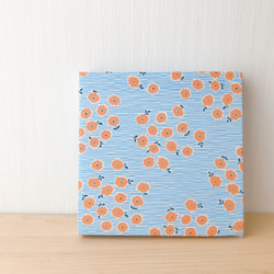 【m】ヴィルタ水面花柄のファブリックパネル*ブルー×オレンジ* 4枚目の画像