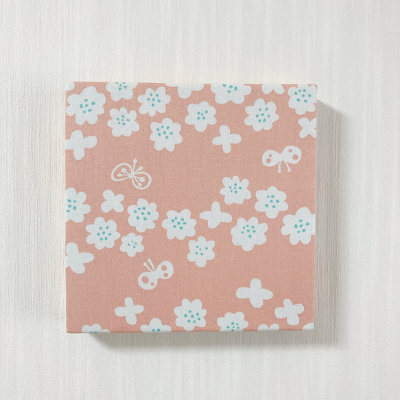 m】北欧サークル＆ちょうちょ柄ファブリックパネル*ピンク  