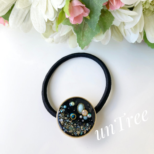 レジン ヘアゴム ロマンチックカラー ピンク スノーポール ドライ