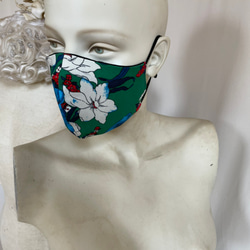 人気2WAYフェイスマスクカバーグリーン花柄マスクございウィルス二重マスク人気マスクインナーマスク 5枚目の画像