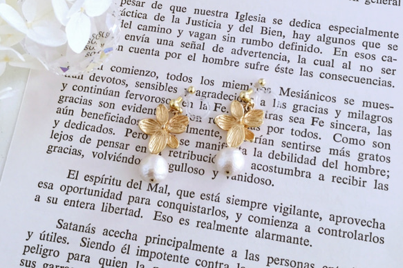 flower＆pearl earring ◇◆ ノンホールピアスイヤリング/ピアス 1枚目の画像