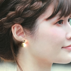 当店人気1位デザイン◆クリスタル×コットンパール ノンホールピアスイヤリング　ビジューピアス ピンク 4枚目の画像