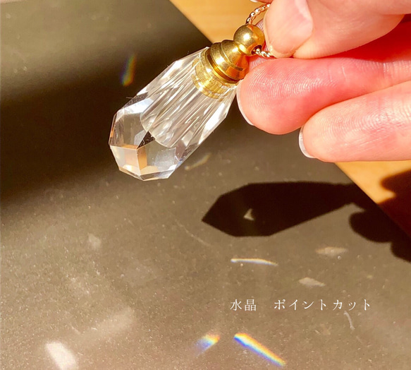 天然石の 香水瓶 水晶　サークル　ポイント/ ネックレス  波動転写 9枚目の画像