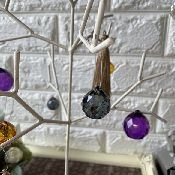 秋色 アイアンツリーのサンキャッチャー 紫 / ツリー オブジェ　サンキャッチャー　 吊り下げ飾り　インテリア雑貨 3枚目の画像