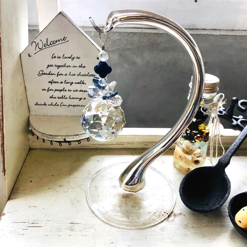 サンキャッチャー ガラススタンド付き 40mm 天然石 魔除け