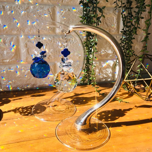 サンキャッチャー ガラススタンド付き 40mm 天然石 魔除け