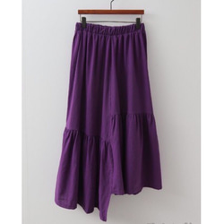 リネン イレギュラーギャザー フレア スカート4colour/ ボトム レディースファッション 3枚目の画像