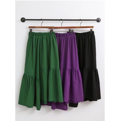 リネン イレギュラーギャザー フレア スカート4colour/ ボトム レディースファッション 1枚目の画像