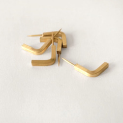 Brass プッシュピン Lフック / 5個入り　フック 押しピン 画鋲  ブラス アンティーク 什器 ディスプレイ 4枚目の画像