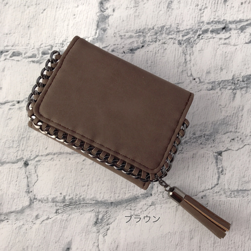 チェーンエッジング 三つ折り財布 ミニ財布 レディース ウォレット