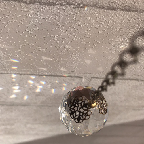 Vintage風 サンキャッチャー30mm 金古美 吊るし飾り ギフト サン