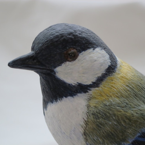 シジュウカラ 木で作った実物大の鳥の置物 木彫り・バード シジュウカラ 木で作った実物大の鳥の置物 木彫り・バード