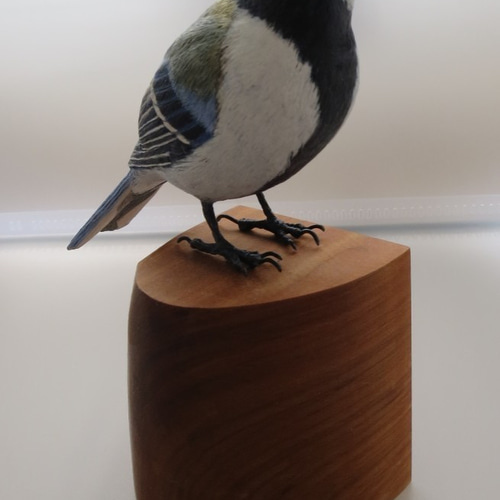 シジュウカラ 木で作った実物大の鳥の置物 木彫り・バード シジュウカラ 木で作った実物大の鳥の置物 木彫り・バード